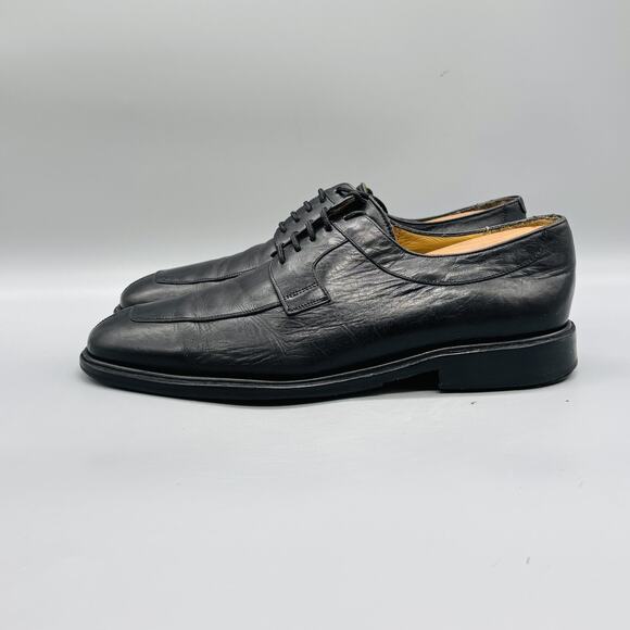Mezlan Shoes Mens 9 Black Leather Apron Toe Derby Oxford Lace Up Dress Classic